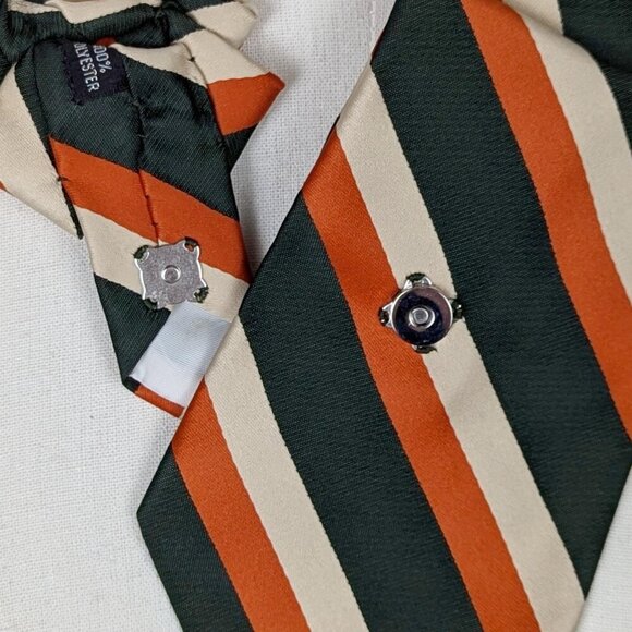 Ogsplosh Green, Orange And Cream Striped Casual Ascot Tie For Men And Women. NEW - Picture 2 of 8